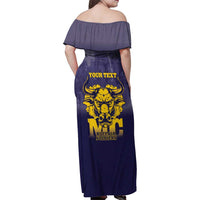 Personalized African American Buffalo Soldier Family Matching Off Shoulder Maxi Dress and Hawaiian Shirt We Can We Will - Navy Blue - Wonder Print Shop