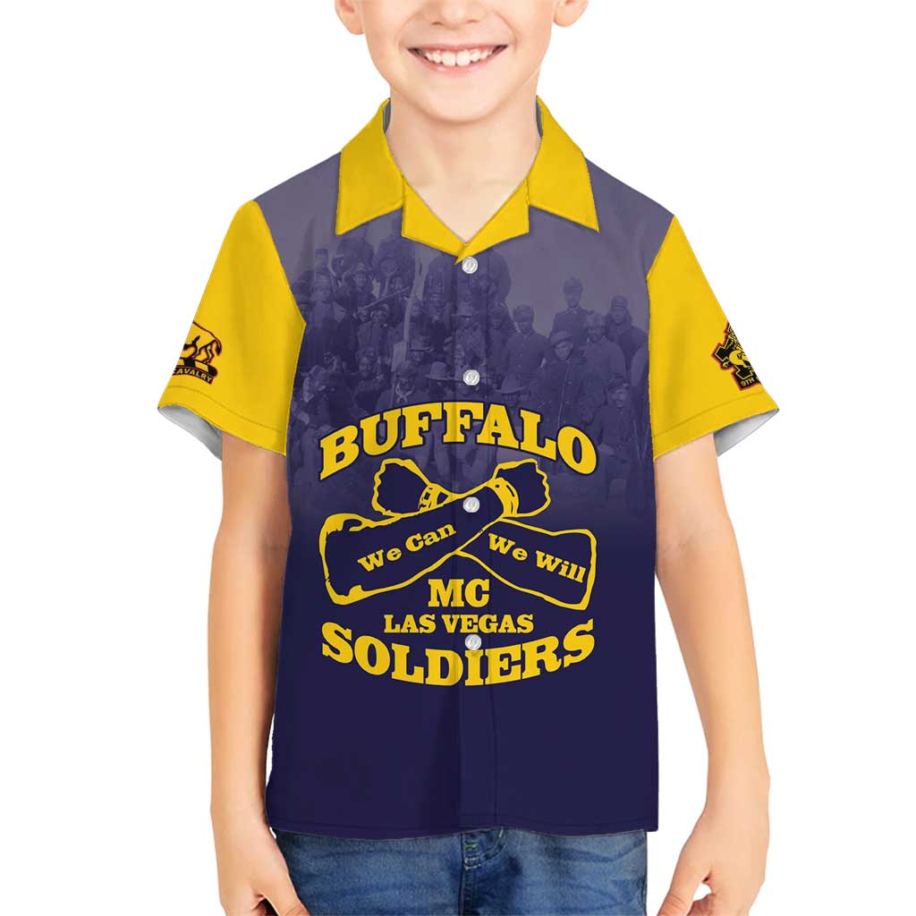 Personalized African American Buffalo Soldier Family Matching Off Shoulder Maxi Dress and Hawaiian Shirt We Can We Will - Navy Blue - Wonder Print Shop
