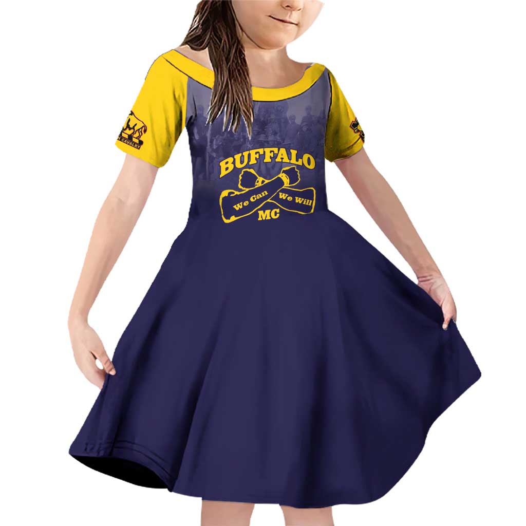 Personalized African American Buffalo Soldier Family Matching Off Shoulder Short Dress and Hawaiian Shirt We Can We Will - Navy Blue - Wonder Print Shop
