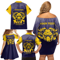 Personalized African American Buffalo Soldier Family Matching Off Shoulder Short Dress and Hawaiian Shirt We Can We Will - Navy Blue - Wonder Print Shop