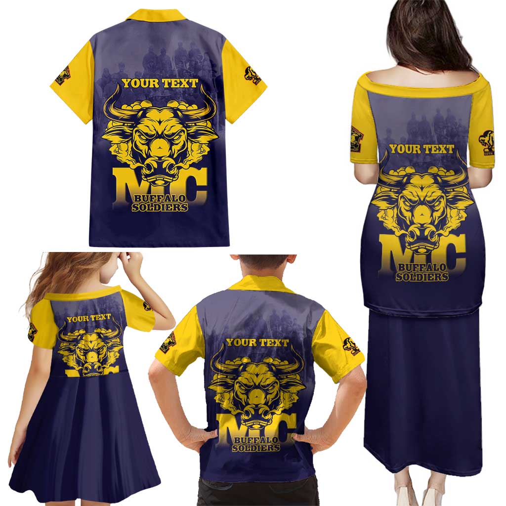 Personalized African American Buffalo Soldier Family Matching Puletasi and Hawaiian Shirt We Can We Will - Navy Blue - Wonder Print Shop