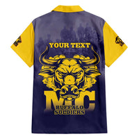 Personalized African American Buffalo Soldier Family Matching Short Sleeve Bodycon Dress and Hawaiian Shirt We Can We Will - Navy Blue - Wonder Print Shop