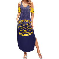 Personalized African American Buffalo Soldier Family Matching Summer Maxi Dress and Hawaiian Shirt We Can We Will - Navy Blue - Wonder Print Shop