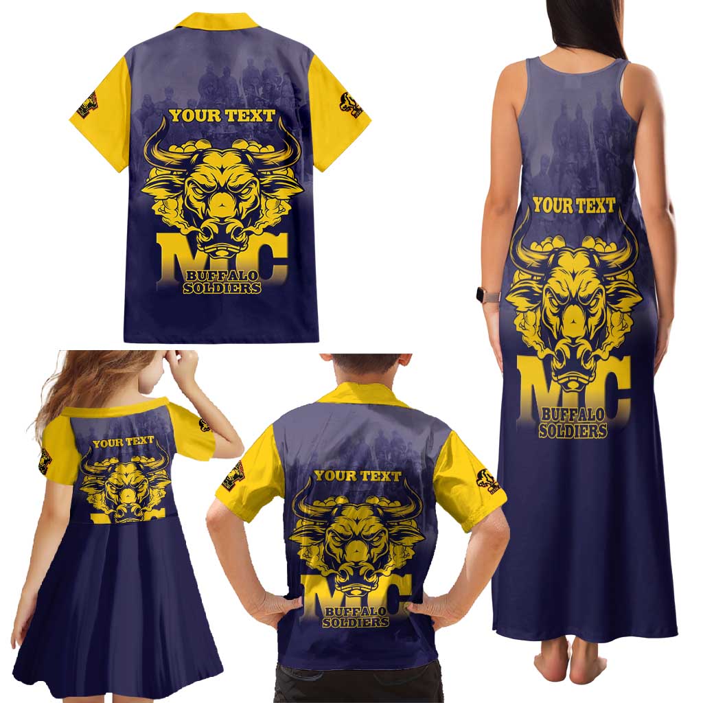 Personalized African American Buffalo Soldier Family Matching Tank Maxi Dress and Hawaiian Shirt We Can We Will - Navy Blue - Wonder Print Shop