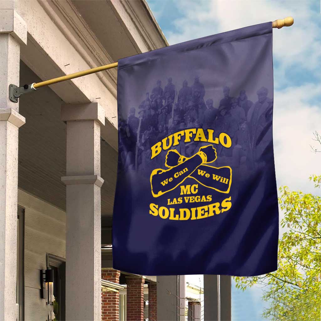 African American Buffalo Soldier Garden Flag We Can We Will - Navy Blue - Wonder Print Shop