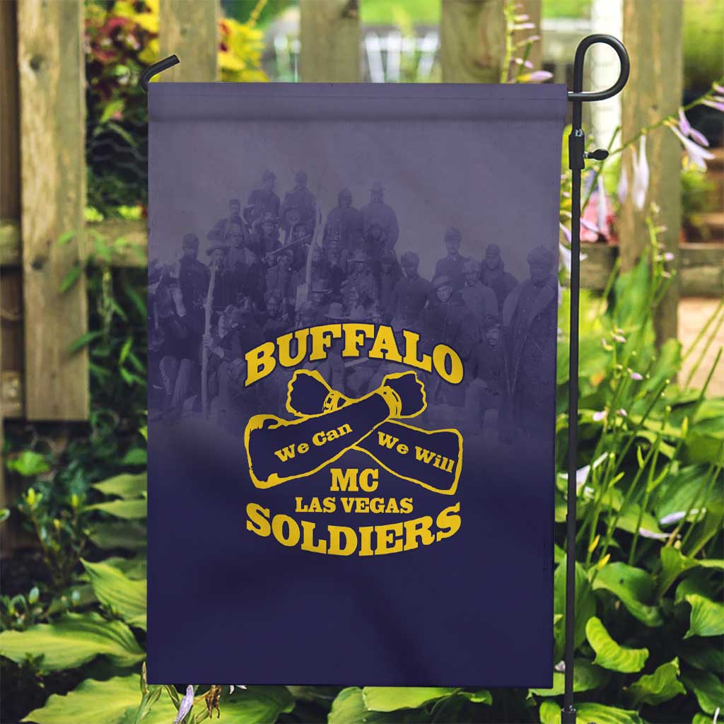 African American Buffalo Soldier Garden Flag We Can We Will - Navy Blue - Wonder Print Shop