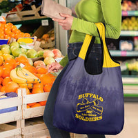 African American Buffalo Soldier Grocery Bag We Can We Will - Navy Blue - Wonder Print Shop