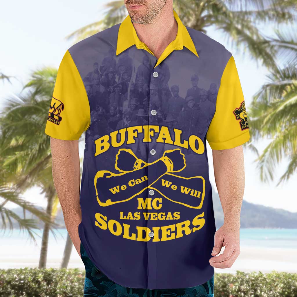 Personalized African American Buffalo Soldier Hawaiian Shirt We Can We Will - Navy Blue - Wonder Print Shop