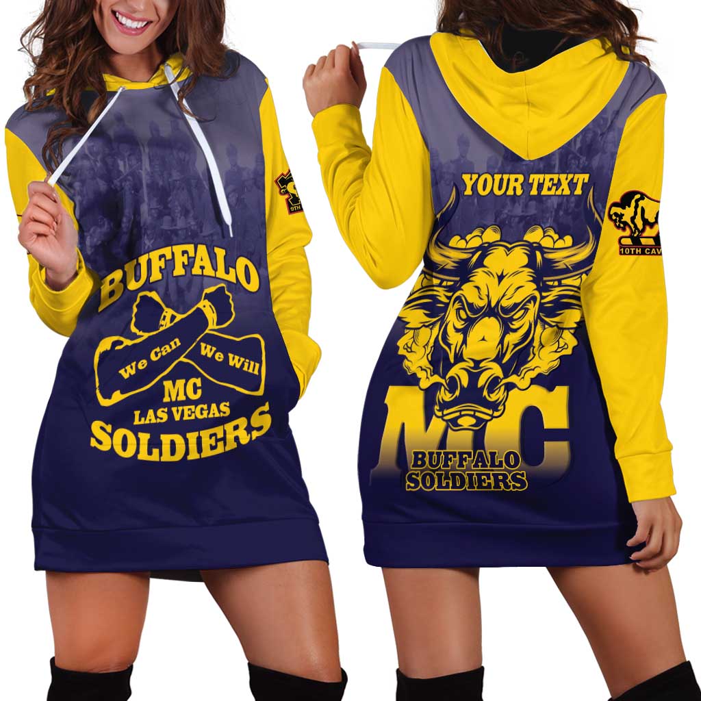 Personalized African American Buffalo Soldier Hoodie Dress We Can We Will - Navy Blue - Wonder Print Shop