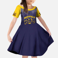 Personalized African American Buffalo Soldier Kid Short Sleeve Dress We Can We Will - Navy Blue - Wonder Print Shop
