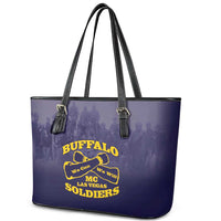 African American Buffalo Soldier Leather Tote Bag We Can We Will - Navy Blue - Wonder Print Shop