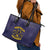 African American Buffalo Soldier Leather Tote Bag We Can We Will - Navy Blue - Wonder Print Shop