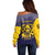 Personalized African American Buffalo Soldier Off Shoulder Sweater We Can We Will - Navy Blue - Wonder Print Shop