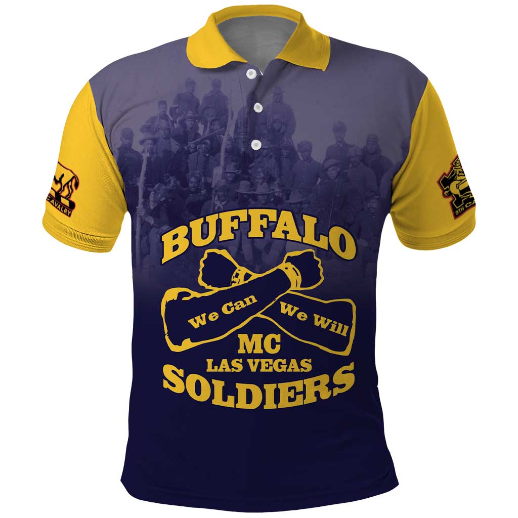 Personalized African American Buffalo Soldier Polo Shirt We Can We Will - Navy Blue - Wonder Print Shop