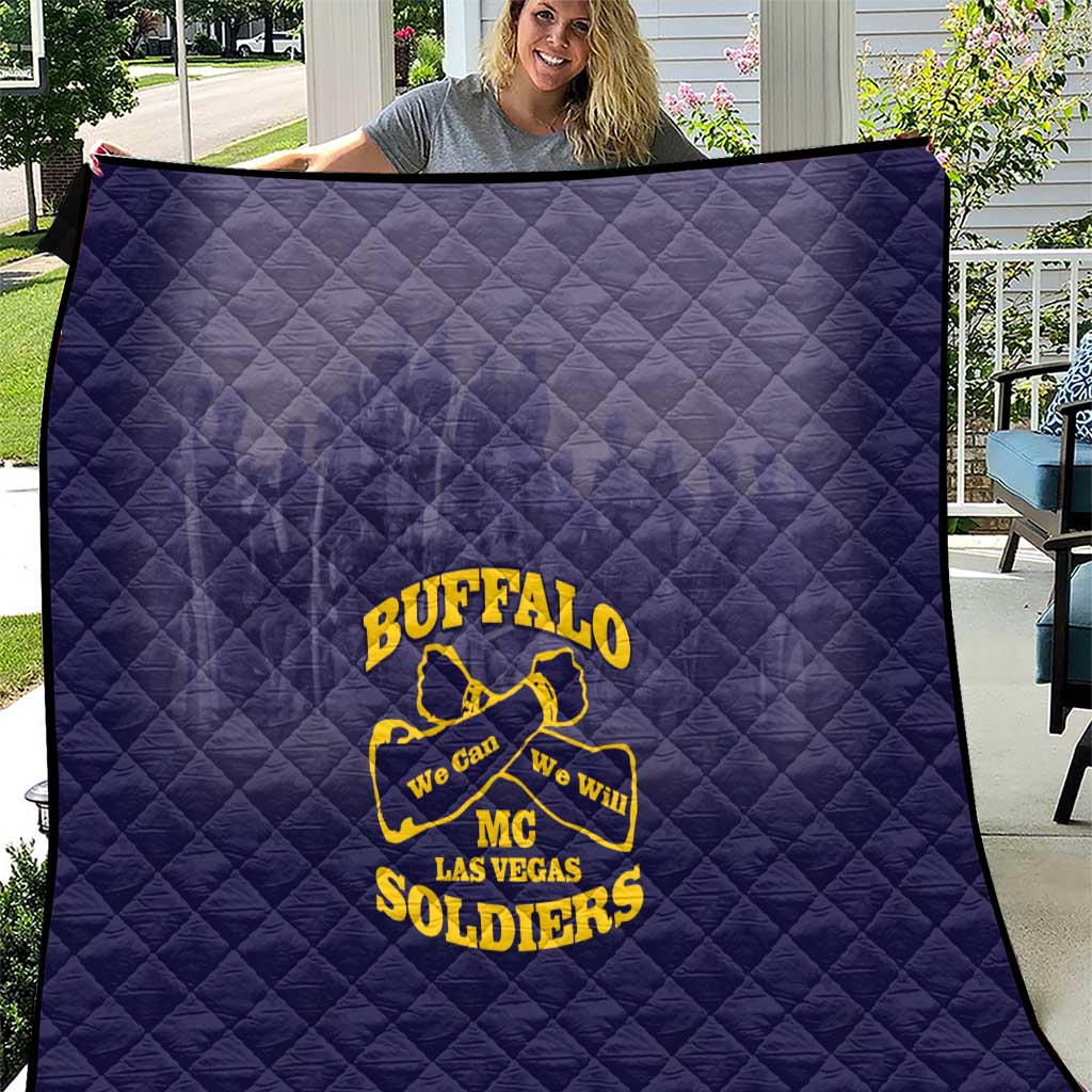African American Buffalo Soldier Quilt We Can We Will - Navy Blue - Wonder Print Shop