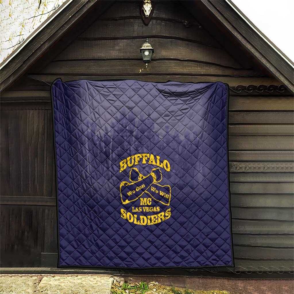 African American Buffalo Soldier Quilt We Can We Will - Navy Blue - Wonder Print Shop