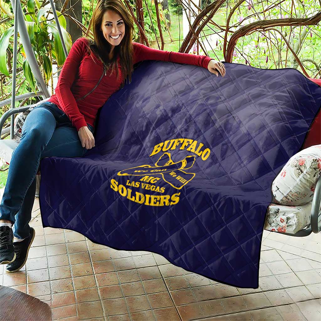 African American Buffalo Soldier Quilt We Can We Will - Navy Blue - Wonder Print Shop