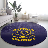 African American Buffalo Soldier Round Carpet We Can We Will - Navy Blue - Wonder Print Shop