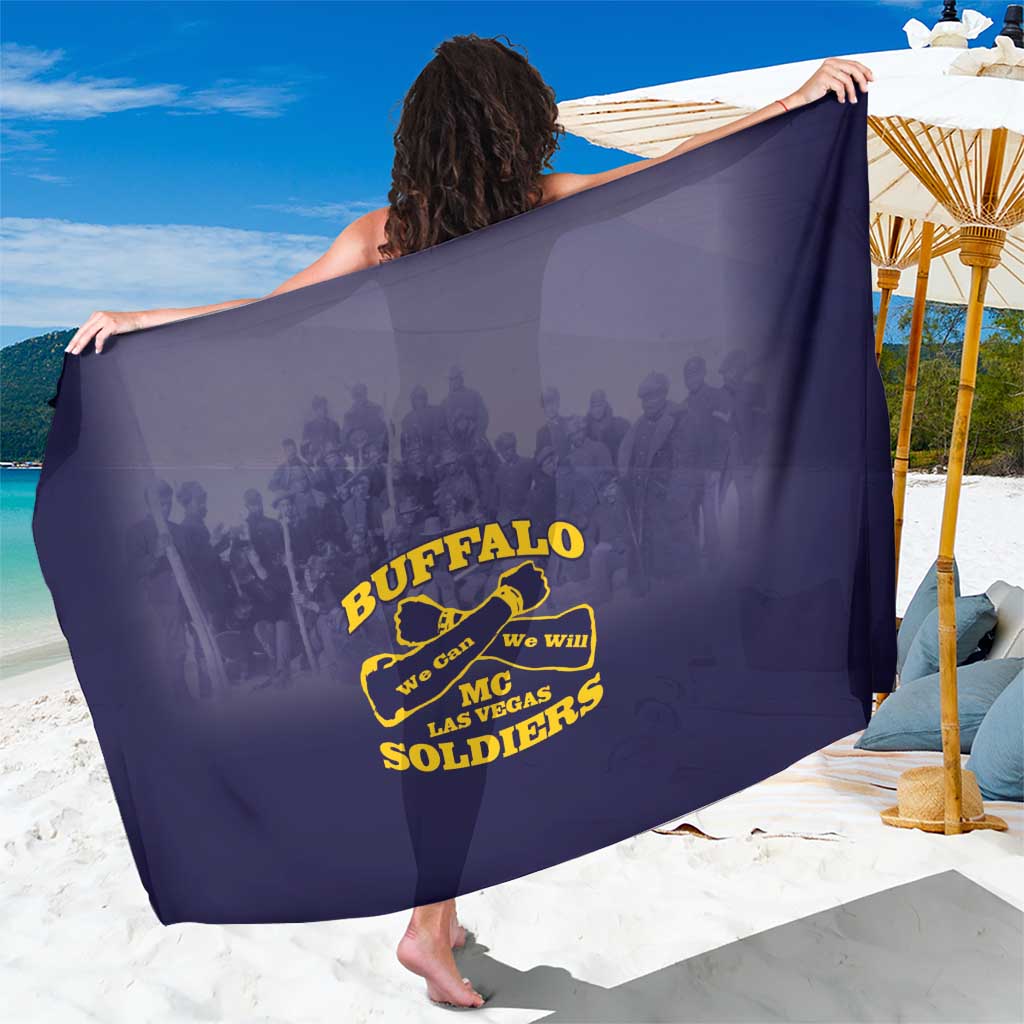 African American Buffalo Soldier Sarong We Can We Will - Navy Blue - Wonder Print Shop