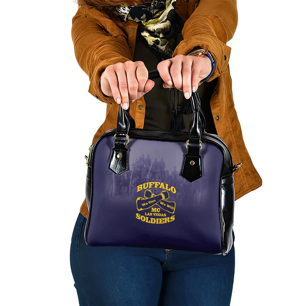 African American Buffalo Soldier Shoulder Handbag We Can We Will - Navy Blue - Wonder Print Shop