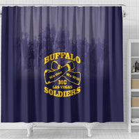 African American Buffalo Soldier Shower Curtain We Can We Will - Navy Blue - Wonder Print Shop