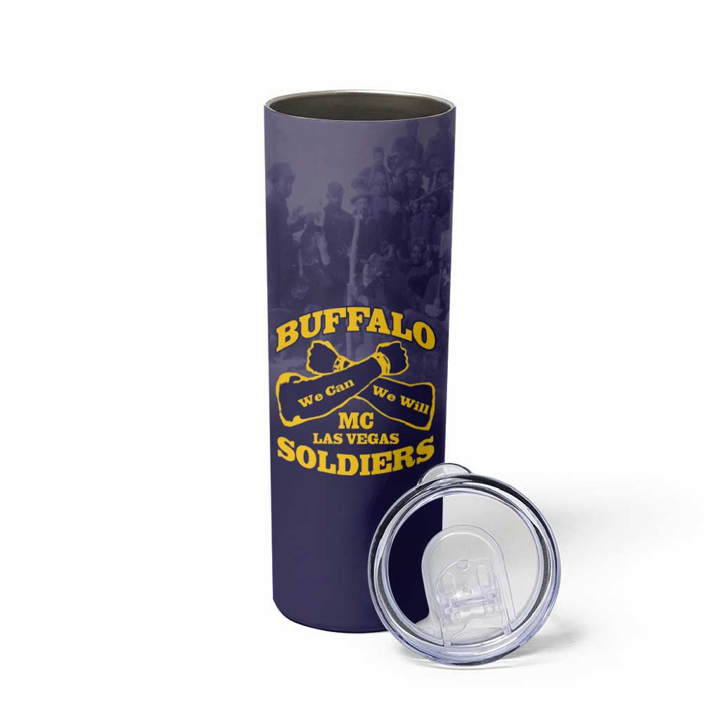 Personalized African American Buffalo Soldier Skinny Tumbler We Can We Will - Navy Blue - Wonder Print Shop