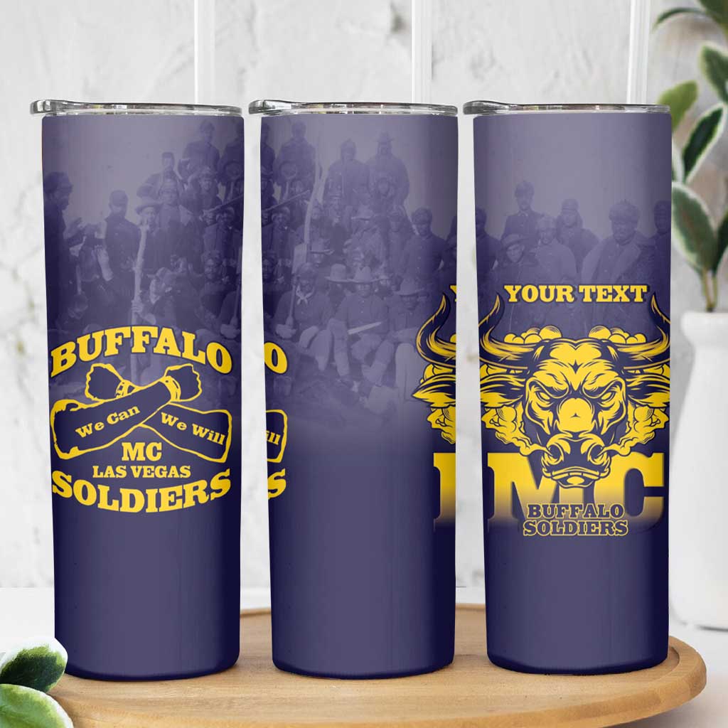 Personalized African American Buffalo Soldier Skinny Tumbler We Can We Will - Navy Blue - Wonder Print Shop