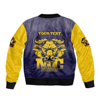 Personalized African American Buffalo Soldier Sleeve Zip Bomber Jacket We Can We Will - Navy Blue - Wonder Print Shop