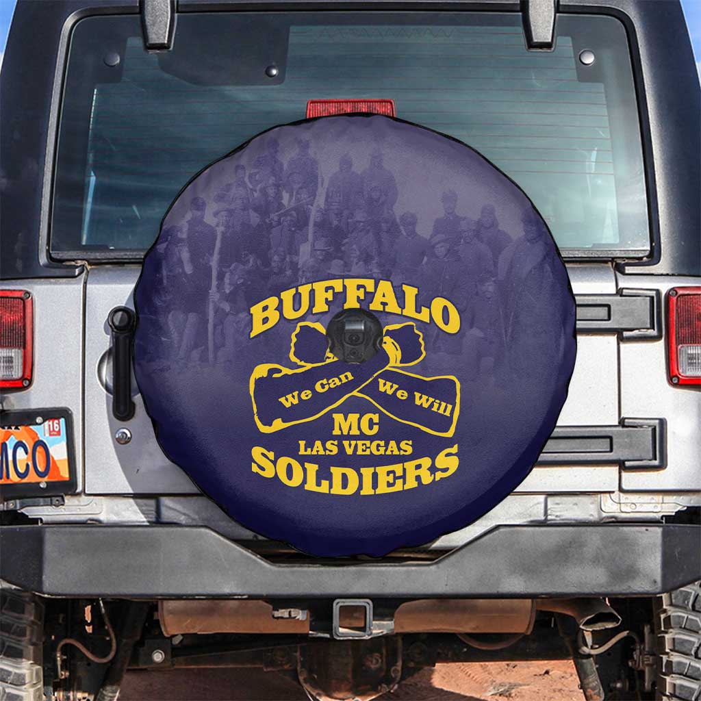 African American Buffalo Soldier Spare Tire Cover We Can We Will - Navy Blue - Wonder Print Shop