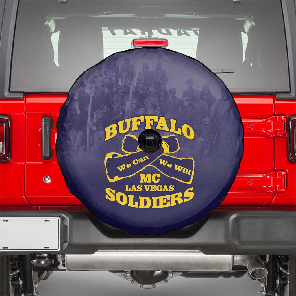 African American Buffalo Soldier Spare Tire Cover We Can We Will - Navy Blue - Wonder Print Shop