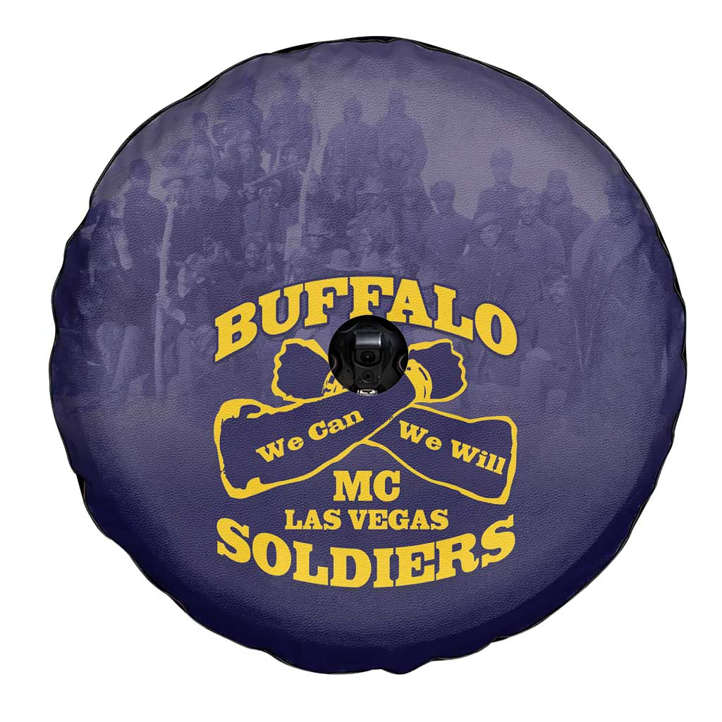 African American Buffalo Soldier Spare Tire Cover We Can We Will - Navy Blue - Wonder Print Shop