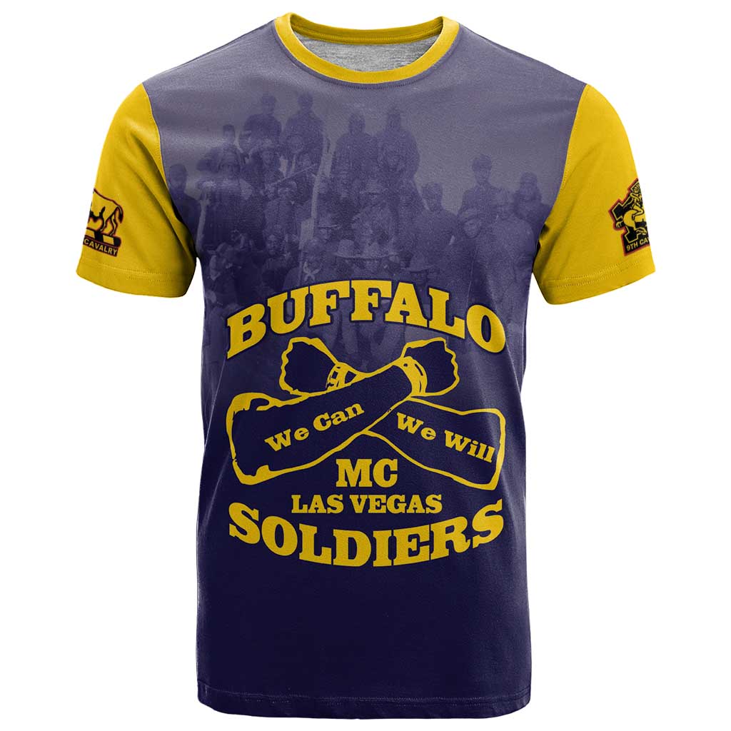 Personalized African American Buffalo Soldier T Shirt We Can We Will - Navy Blue - Wonder Print Shop