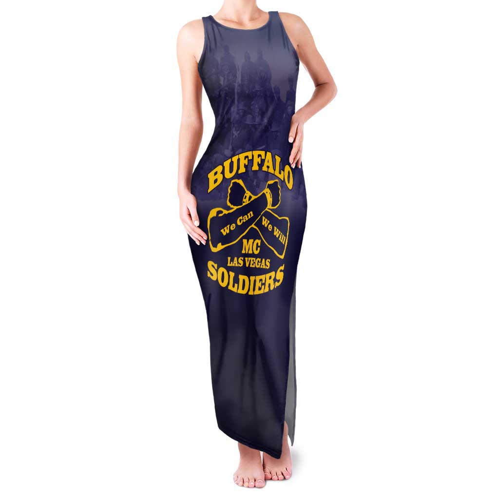 Personalized African American Buffalo Soldier Tank Maxi Dress We Can We Will - Navy Blue - Wonder Print Shop