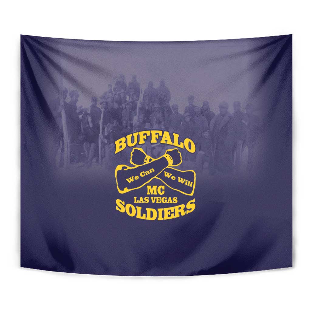 African American Buffalo Soldier Tapestry We Can We Will - Navy Blue - Wonder Print Shop