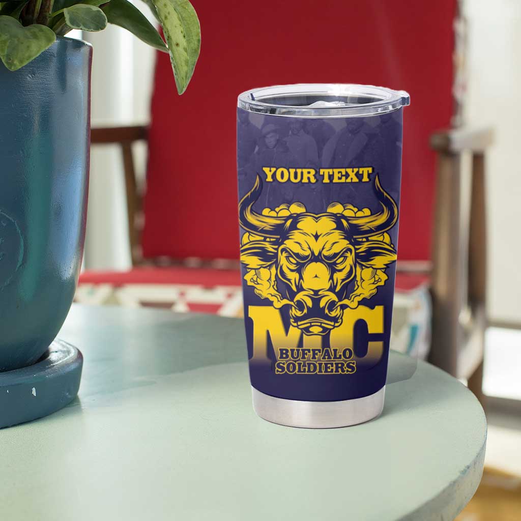Personalized African American Buffalo Soldier Tumbler Cup We Can We Will - Navy Blue - Wonder Print Shop