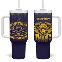 Personalized African American Buffalo Soldier Tumbler With Handle We Can We Will - Navy Blue - Wonder Print Shop