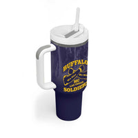 Personalized African American Buffalo Soldier Tumbler With Handle We Can We Will - Navy Blue - Wonder Print Shop