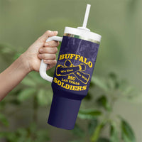 Personalized African American Buffalo Soldier Tumbler With Handle We Can We Will - Navy Blue - Wonder Print Shop