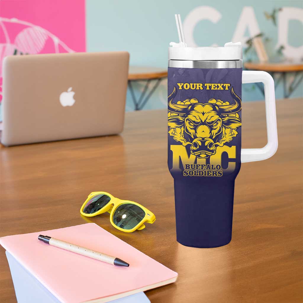 Personalized African American Buffalo Soldier Tumbler With Handle We Can We Will - Navy Blue - Wonder Print Shop