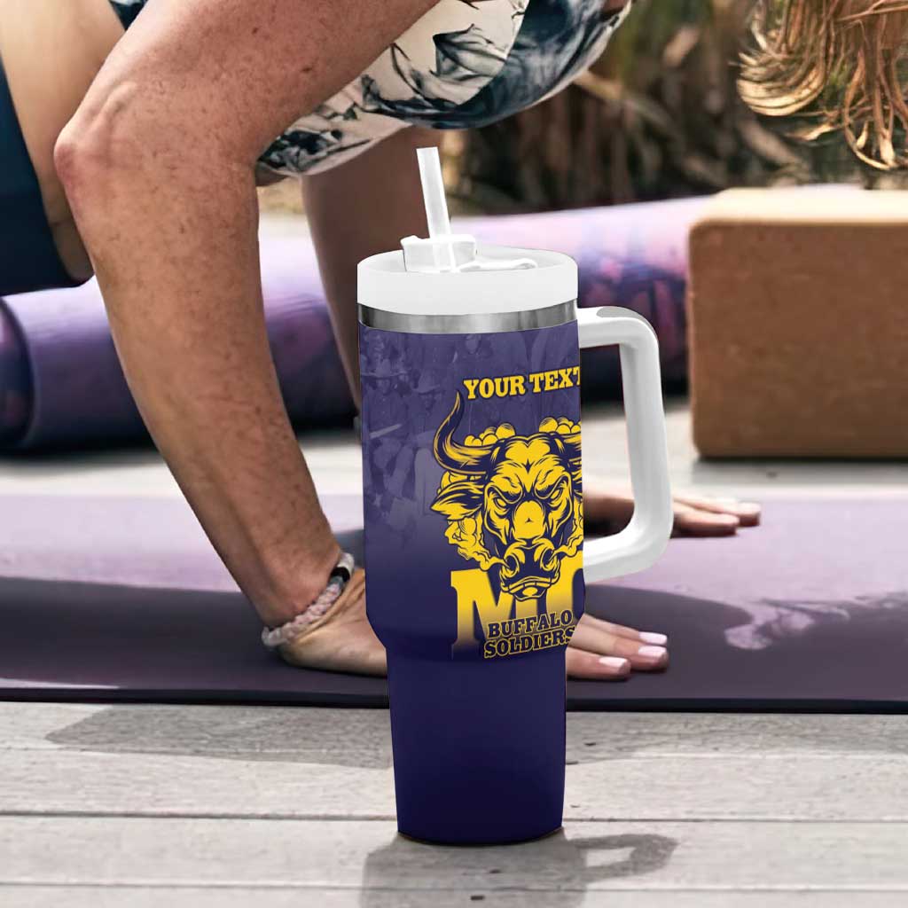 Personalized African American Buffalo Soldier Tumbler With Handle We Can We Will - Navy Blue - Wonder Print Shop
