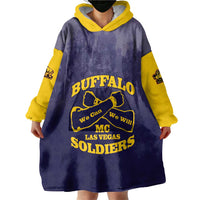 Personalized African American Buffalo Soldier Wearable Blanket Hoodie We Can We Will - Navy Blue - Wonder Print Shop