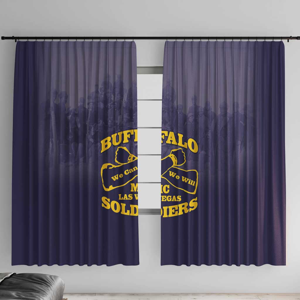 African American Buffalo Soldier Window Curtain We Can We Will - Navy Blue - Wonder Print Shop