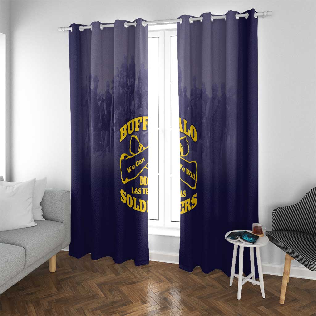 African American Buffalo Soldier Window Curtain We Can We Will - Navy Blue - Wonder Print Shop