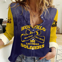Personalized African American Buffalo Soldier Women Casual Shirt We Can We Will - Navy Blue - Wonder Print Shop