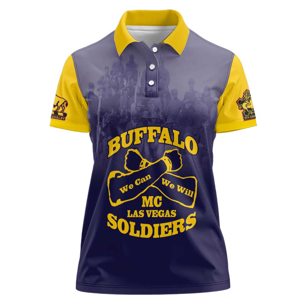 Personalized African American Buffalo Soldier Women Polo Shirt We Can We Will - Navy Blue - Wonder Print Shop