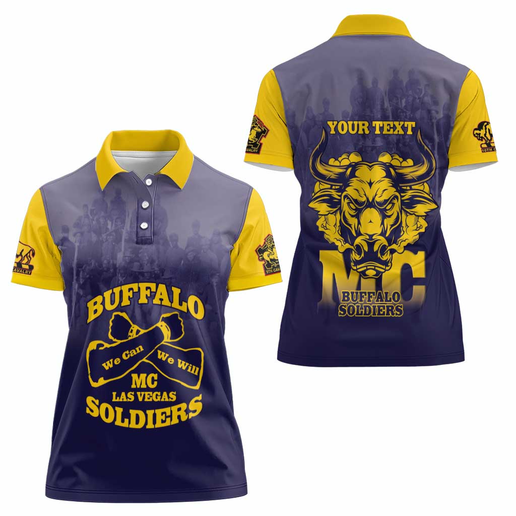 Personalized African American Buffalo Soldier Women Polo Shirt We Can We Will - Navy Blue - Wonder Print Shop