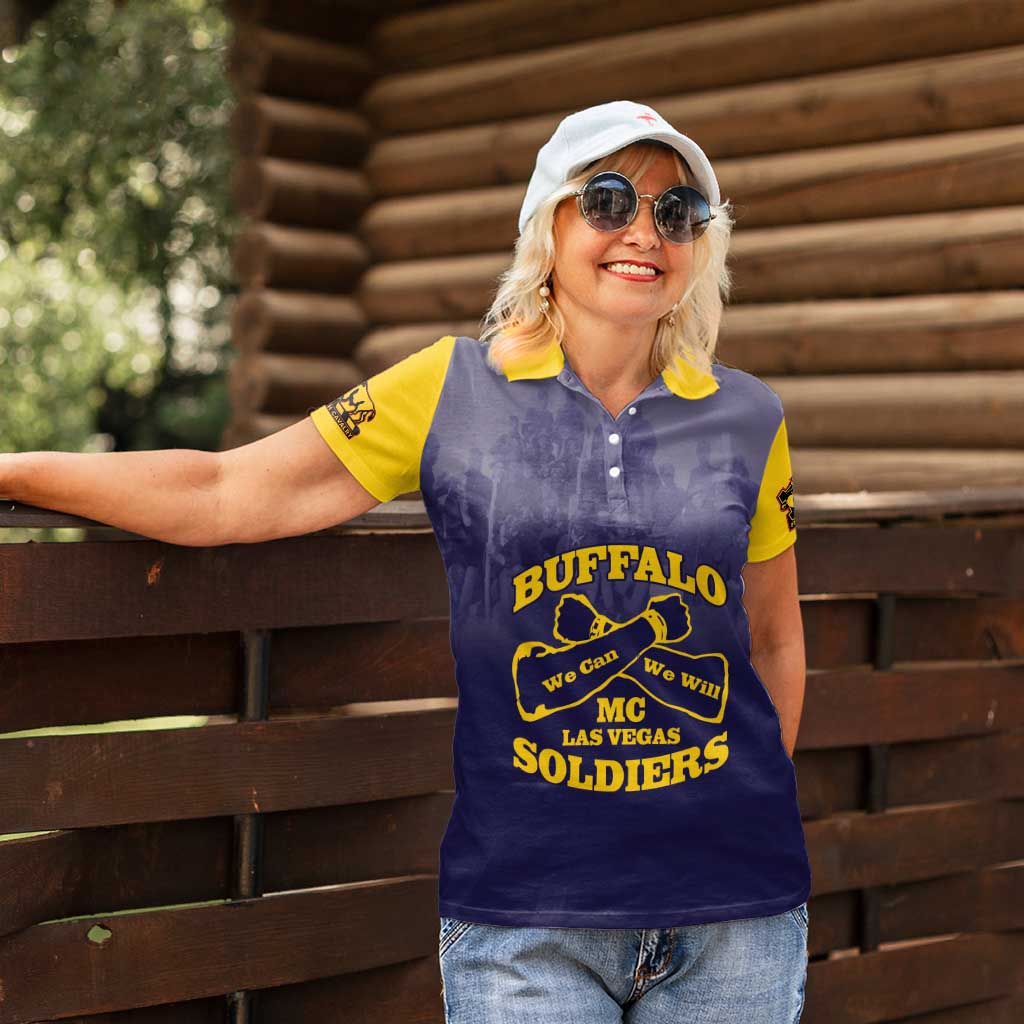 Personalized African American Buffalo Soldier Women Polo Shirt We Can We Will - Navy Blue - Wonder Print Shop