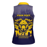 Personalized African American Buffalo Soldier Women Sleeveless Polo Shirt We Can We Will - Navy Blue - Wonder Print Shop