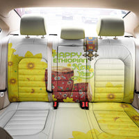 Ethiopian Enkutatash Back Car Seat Cover Kebero Drum With Adey Abeba Flower - Wonder Print Shop