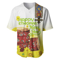 Ethiopian Enkutatash Baseball Jersey Kebero Drum With Adey Abeba Flower - Wonder Print Shop